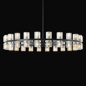 Crystal Black Rectangular Chandelier Light Fixture,54 in Dining Room Chandelier Over Table,Modern Chandelier For Living Room,Arcachon Chandelier,Kitchen Island Chandelier Includes 60xG4 Bulbs