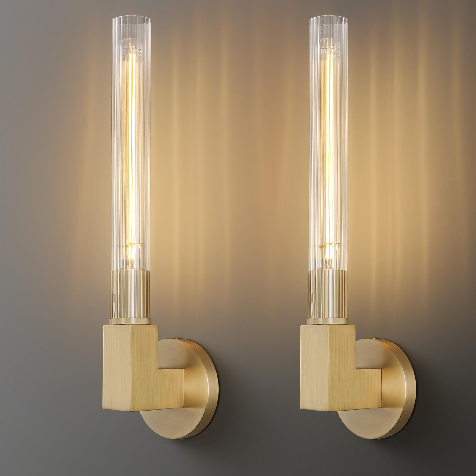 Modern Glass Tube Gold Pendant Lights – Adjustable 4 - Light Chandelier for Kitchen Island, Dining Room, Bedroom – Farmhouse & Contemporary Style with Included Bulbs - Camilalamps - B0F6JS8PMR