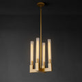 Modern Glass Tube Gold Pendant Lights – Adjustable 4 - Light Chandelier for Kitchen Island, Dining Room, Bedroom – Farmhouse & Contemporary Style with Included Bulbs - Camilalamps - B0F6YLDZVZ