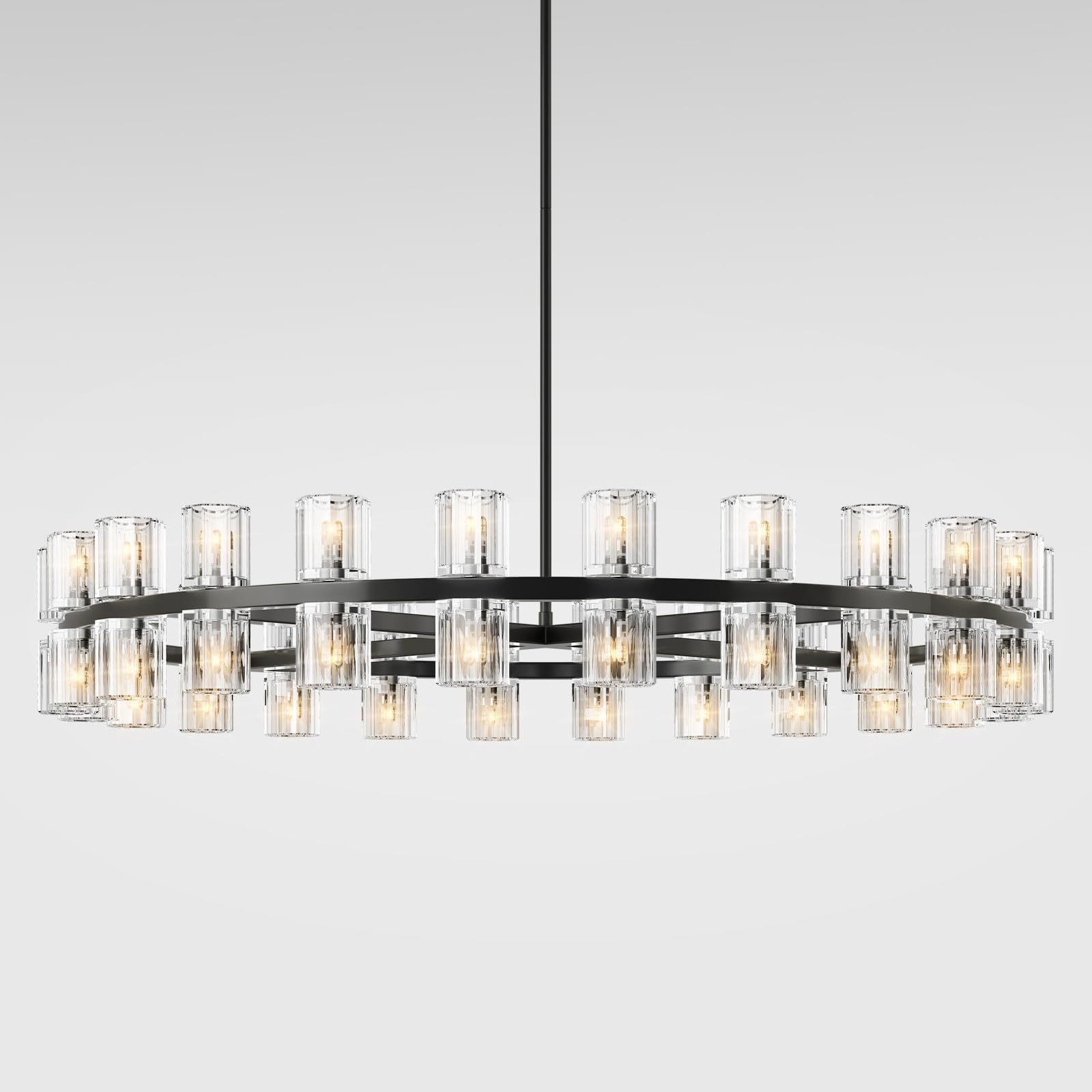 Modern 36" Gold Round Chandelier Light Fixture, K9 Crystal Chandeliers for Dining Room, Living Room, Dining Room Chandeliers Over Table, Chandelier for Bedroom, Foyer, Includes 36XG4 Bulbs - Camilalamps - B0D91WQ3VY