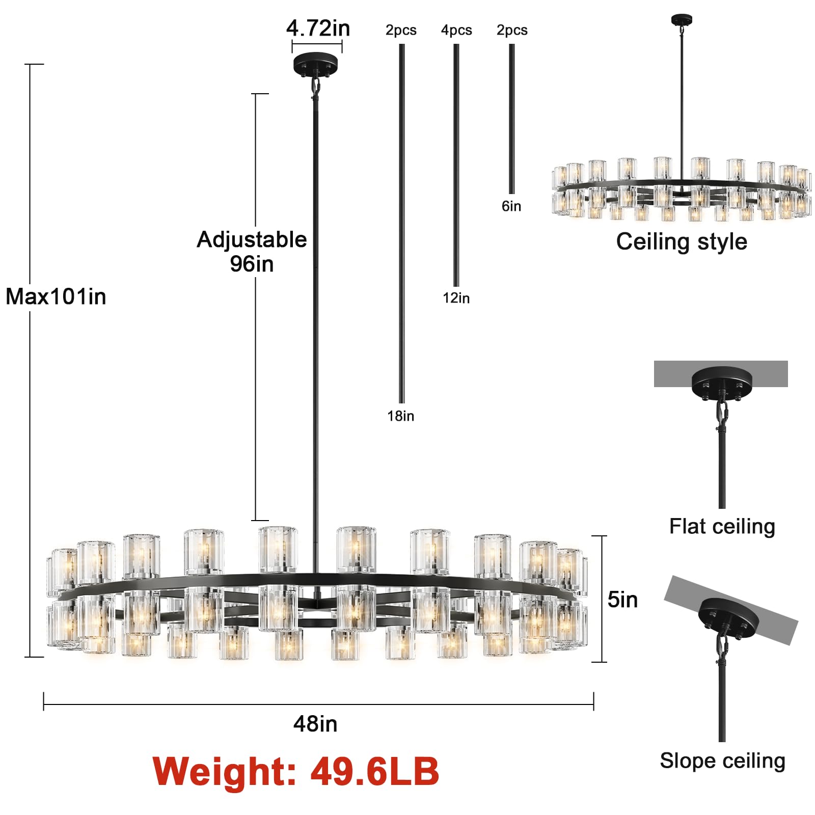 Modern 36" Gold Round Chandelier Light Fixture, K9 Crystal Chandeliers for Dining Room, Living Room, Dining Room Chandeliers Over Table, Chandelier for Bedroom, Foyer, Includes 36XG4 Bulbs - Camilalamps - B0CRGK6RHV