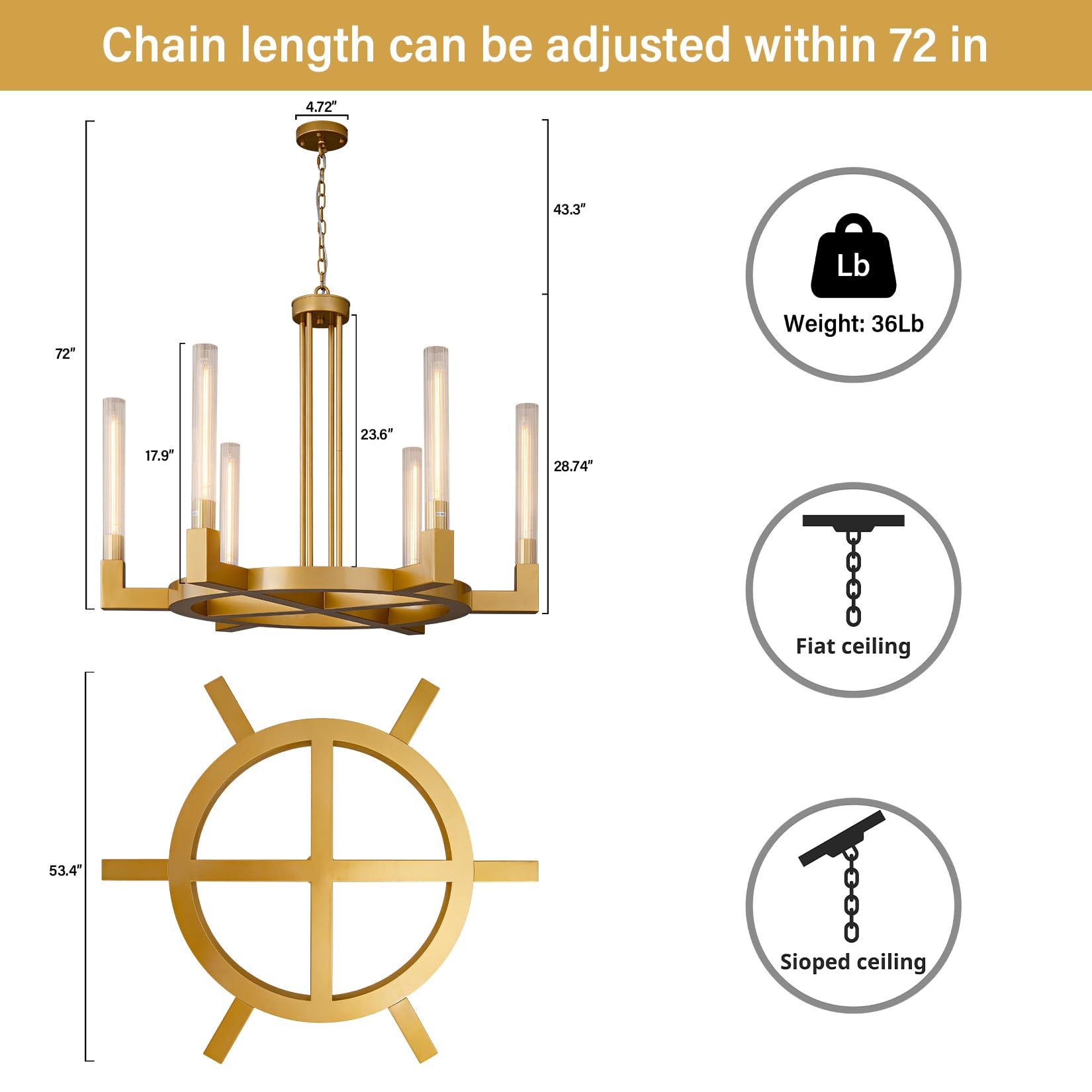 Modern Glass Tube Gold Pendant Lights – Adjustable 4 - Light Chandelier for Kitchen Island, Dining Room, Bedroom – Farmhouse & Contemporary Style with Included Bulbs - Camilalamps - B0F6YLDZVZ