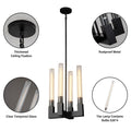 Modern Glass Tube Gold Pendant Lights – Adjustable 4 - Light Chandelier for Kitchen Island, Dining Room, Bedroom – Farmhouse & Contemporary Style with Included Bulbs - Camilalamps - B0F6YLDZVZ