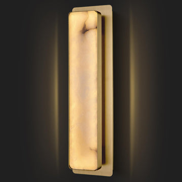 Alabaster Wall Sconces Set of Two, 19.7" Black Bathroom Sconces, Wall Lighting Vanity Light Fixtures, Wall Lamp Indoor Natural Marble for Living Room, Dining Room, Bedroom, Stairs, Foyer