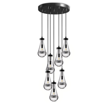 Modern Nickel Pendant Light, Raindrop Hanging Light Fixtures for Kitchen Island, Indoor Crystal Ceiling Light Fixtures with Clear Solid Crystal Raindrop for Living Room Hallway