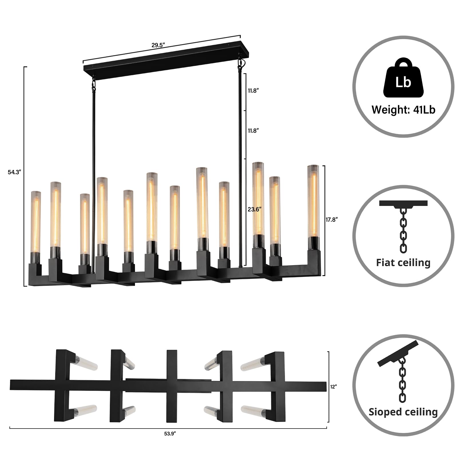 Modern Glass Tube Gold Pendant Lights – Adjustable 4 - Light Chandelier for Kitchen Island, Dining Room, Bedroom – Farmhouse & Contemporary Style with Included Bulbs - Camilalamps - B0F6YLDZVZ