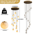 Black Alabaster Chandelier,14 - Lights Staircase Chandelier for Entryway, Modern Marble Hanging Light Fixture, Hight Ceiling, Foyer, Living Room, Staircase, Entry - Camilalamps - B0DSZZ11GM