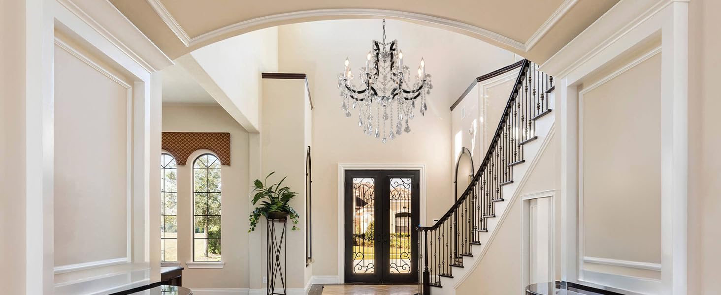 Large Gold Crystal Chandelier Light Fixtures - 24 Lights Modern Crystal Chandeliers for Hotel, Lobby, Foyer, Entryway Hall, Staircase High Ceiling Chandelier 2 Layers - Camilalamps - B0F93R7H6W
