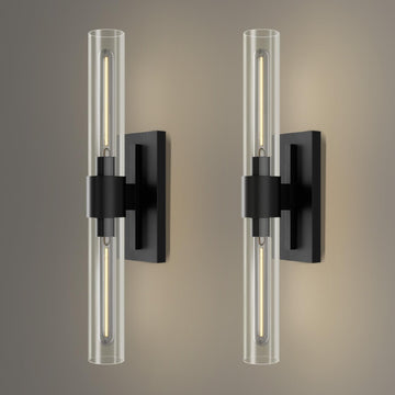 Gold Wall Sconces Set of Two, Brass 22.8" Sconces Wall Lighting,Bathroom Vanity Lights with Clear Glass Shade for Mirror, Living Room, Bedroom, Hallway, Fireplace, Staircase(Including Bulb)