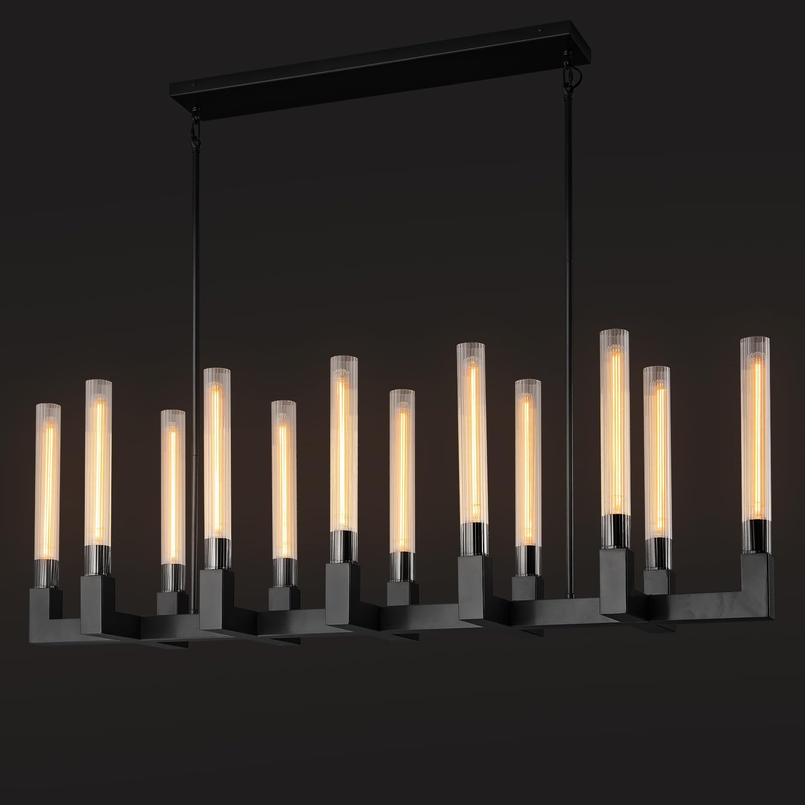 Modern Glass Tube Gold Pendant Lights – Adjustable 4 - Light Chandelier for Kitchen Island, Dining Room, Bedroom – Farmhouse & Contemporary Style with Included Bulbs - Camilalamps - B0F9NCSVTQ