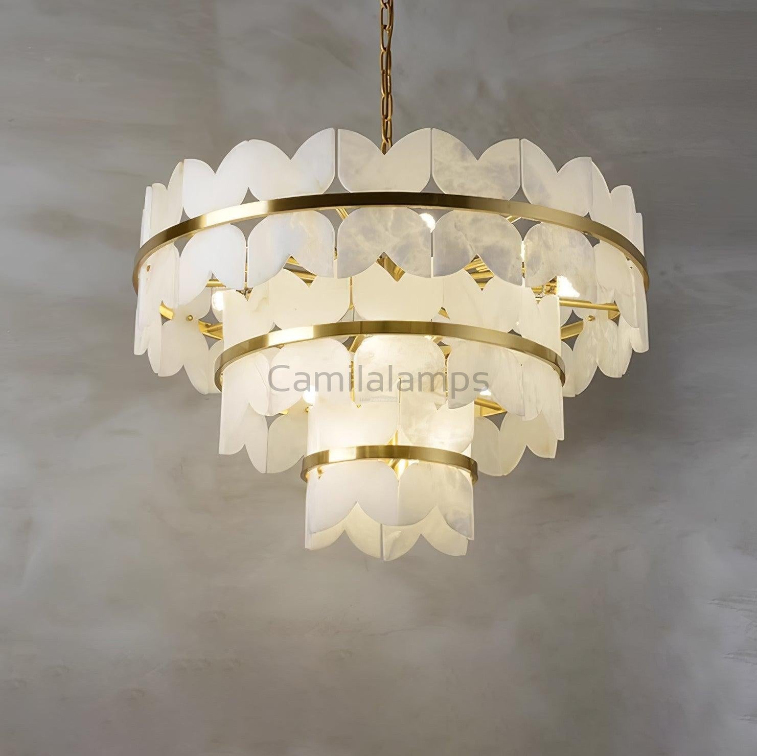 Alabaster Cloudscape Chandelier with 1/2 layer - Camilalamps - Alaba - 1709 - 3 lay - 7