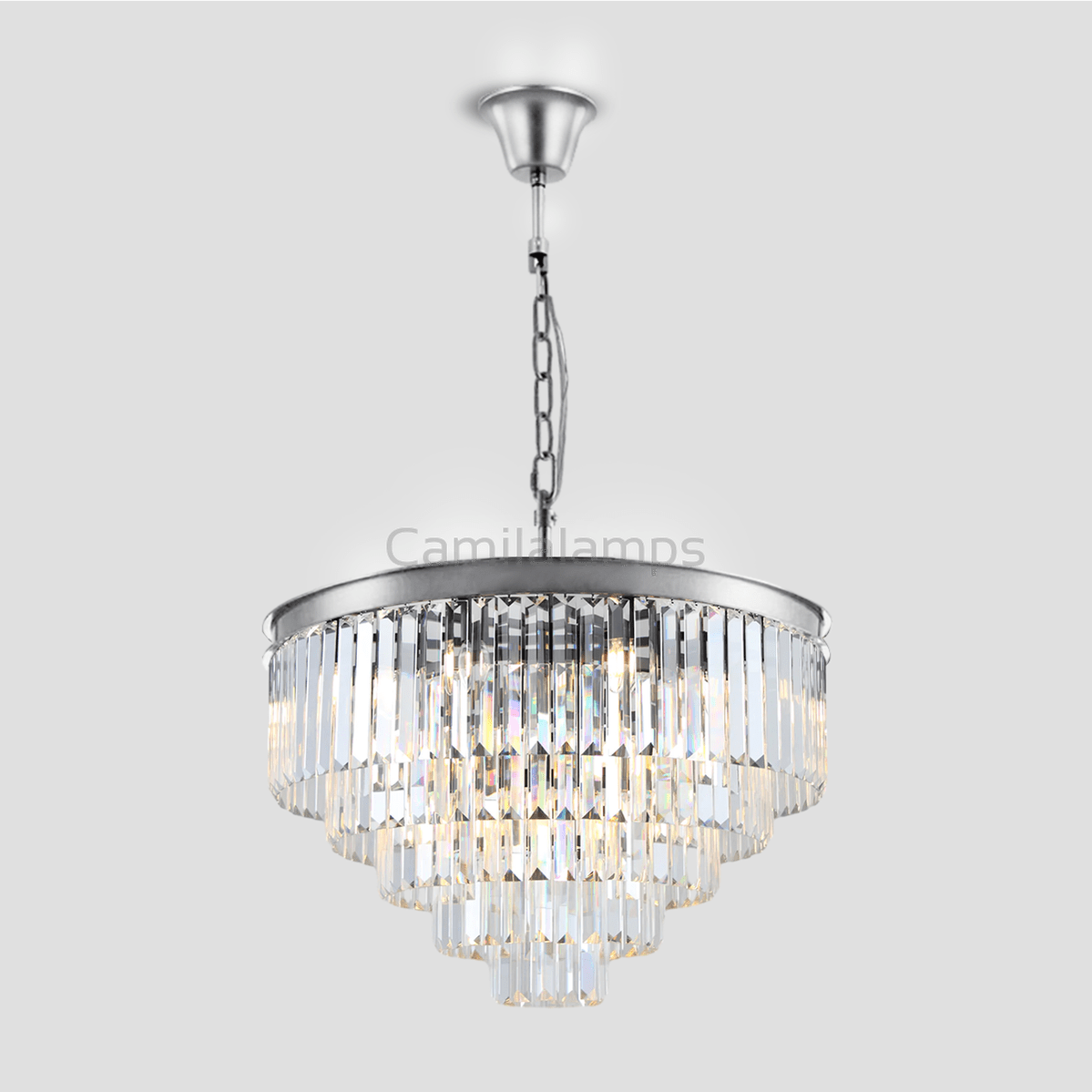 Falria Multi - Tier Clear/Smoke Crystal Round Chandelier - Camilalamps - CA - LI2024 - C5689