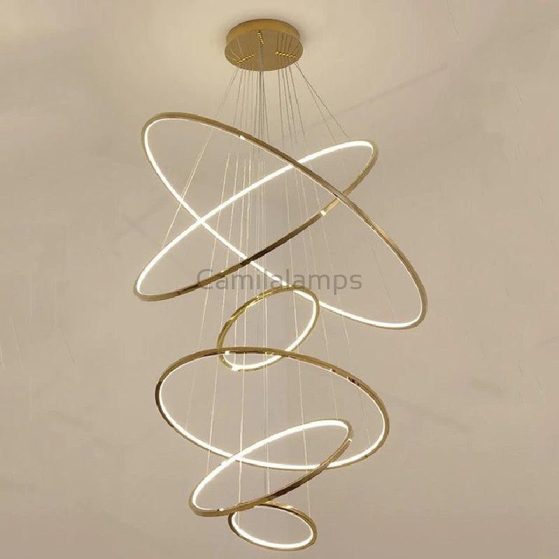 Multi Rings Modern Staircase Chandelier - Camilalamps - ILM0377