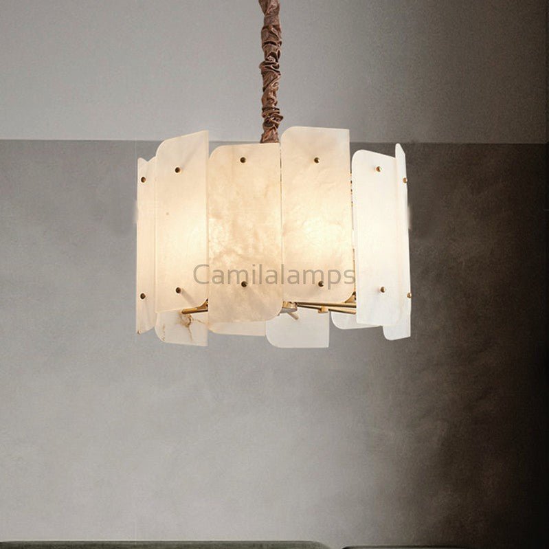 Alabaster Lorry Round Chandelier 20" 31" - Camilalamps - Alaba - 1297 - D20" - 1