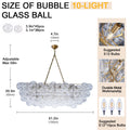 Gold Bubble Globe Chandelier, Modern Blown Glass Chandeliers with Ribbed Clear Balls, Small 24