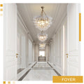 Gold Bubble Globe Chandelier, Modern Blown Glass Chandeliers with Ribbed Clear Balls, Small 24