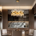 Chandelier for Dining Room, D39.4 Gold K9 Crystal Pendant Light, 20 - Light Round Over Table, Hanging Ceiling Light Fixture for Kitchen Island, Entryway, Foyer - Camilalamps - B0DMFF1692