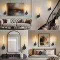 Modern Glass Tube Gold Pendant Lights – Adjustable 4 - Light Chandelier for Kitchen Island, Dining Room, Bedroom – Farmhouse & Contemporary Style with Included Bulbs - Camilalamps - B0F6YLDZVZ