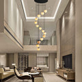 Black Alabaster Chandelier,14 - Lights Staircase Chandelier for Entryway, Modern Marble Hanging Light Fixture, Hight Ceiling, Foyer, Living Room, Staircase, Entry - Camilalamps - B0DSZZ11GM