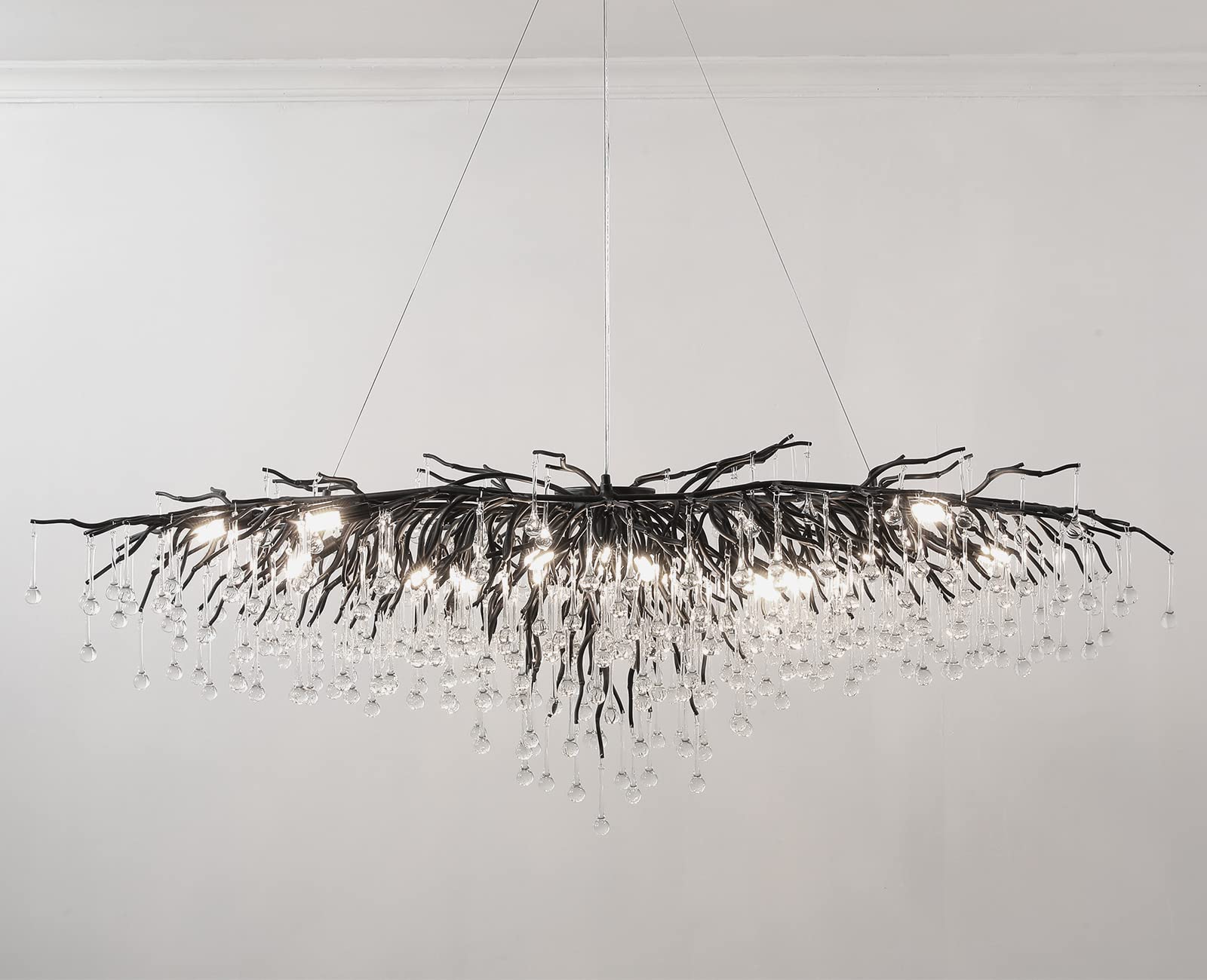 Crystal Chandeliers for Dining Room, 63" Modern Gold Tree Branch Chandelier, 15 - Lights Luxury Rectangular Raindrop Chandelier Light Fixture for Kitchen Island, Living Room, Foyer, High Ceiling - Camilalamps - B0BXN9SB16