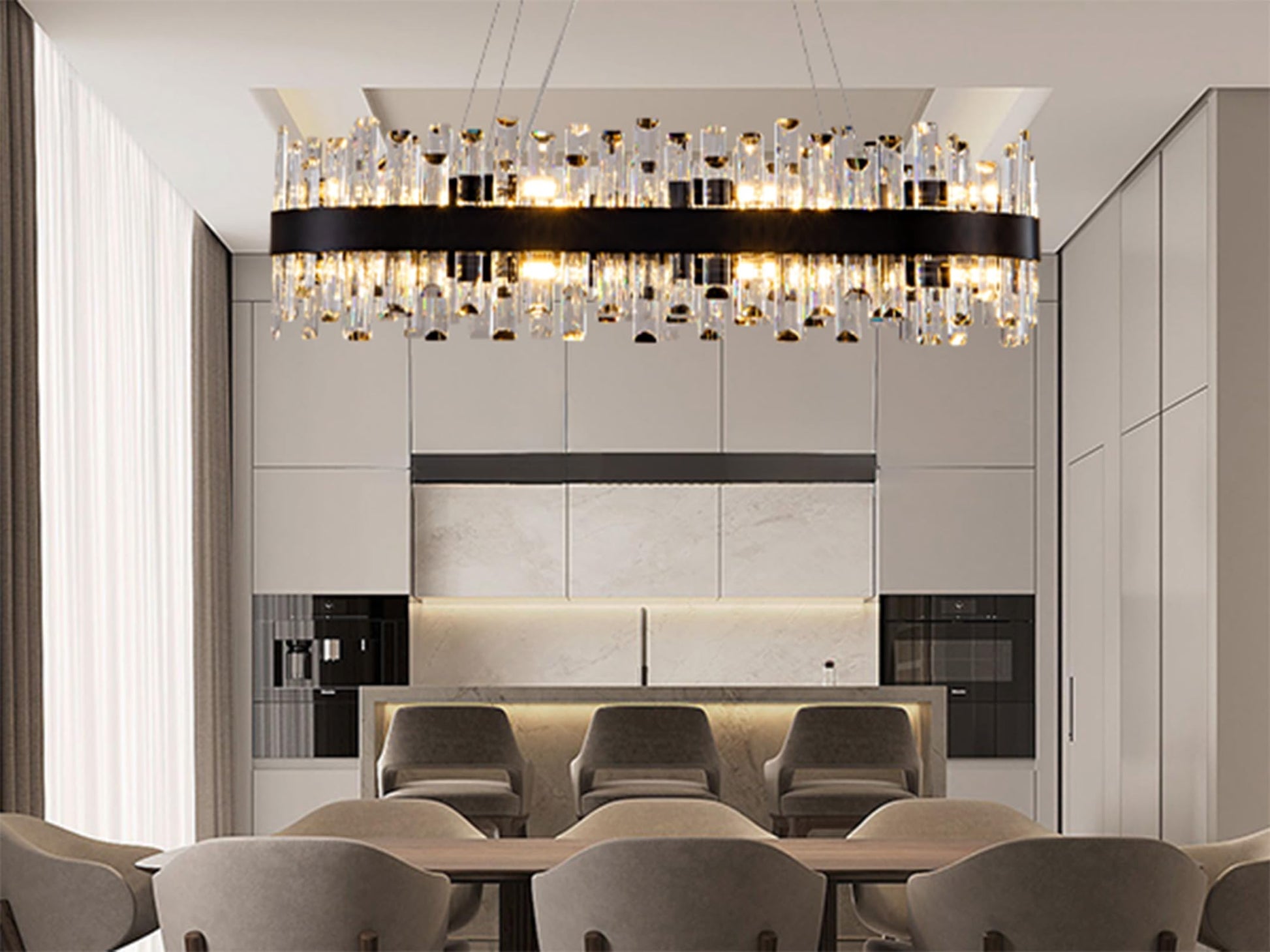 Chandelier for Dining Room, D39.4 Gold K9 Crystal Pendant Light, 20 - Light Round Over Table, Hanging Ceiling Light Fixture for Kitchen Island, Entryway, Foyer - Camilalamps - B0DMFF1692