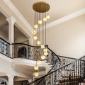 Black Alabaster Chandelier,14 - Lights Staircase Chandelier for Entryway, Modern Marble Hanging Light Fixture, Hight Ceiling, Foyer, Living Room, Staircase, Entry - Camilalamps - B0DSZZ11GM