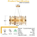 Chandelier for Dining Room, D39.4 Gold K9 Crystal Pendant Light, 20 - Light Round Over Table, Hanging Ceiling Light Fixture for Kitchen Island, Entryway, Foyer - Camilalamps - B0DMFF1692