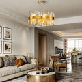 Chandelier for Dining Room, D39.4 Gold K9 Crystal Pendant Light, 20 - Light Round Over Table, Hanging Ceiling Light Fixture for Kitchen Island, Entryway, Foyer - Camilalamps - B0DMFF1692