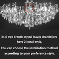 Modern Crystal Chandelier,Silver Ceiling Pendant Flower Hanging Lighting, 31.5