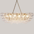 Gold Bubble Globe Chandelier, Modern Blown Glass Chandeliers with Ribbed Clear Balls, Small 24