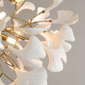 Gold Tree Branches Chandeliers for Dining Room, Sputnik Chandelier, 23.6''Modern Rounde Ceramic Ginkgo Leaf Chandelier, Dining Room Chandelier Over Table, for Living, Foyer, Kitchen, Bathroom, Bedroom - Camilalamps - B0FKB8Z415