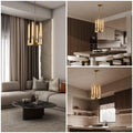 Modern Glass Tube Gold Pendant Lights – Adjustable 4 - Light Chandelier for Kitchen Island, Dining Room, Bedroom – Farmhouse & Contemporary Style with Included Bulbs - Camilalamps - B0F6YLDZVZ