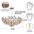 Modern Crystal Chandelier,Silver Ceiling Pendant Flower Hanging Lighting, 31.5