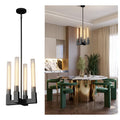 Modern Glass Tube Gold Pendant Lights – Adjustable 4 - Light Chandelier for Kitchen Island, Dining Room, Bedroom – Farmhouse & Contemporary Style with Included Bulbs - Camilalamps - B0F6YLDZVZ