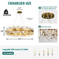 Chandelier for Dining Room, D39.4 Gold K9 Crystal Pendant Light, 20 - Light Round Over Table, Hanging Ceiling Light Fixture for Kitchen Island, Entryway, Foyer - Camilalamps - B0DMFF1692
