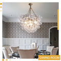 Gold Bubble Globe Chandelier, Modern Blown Glass Chandeliers with Ribbed Clear Balls, Small 24
