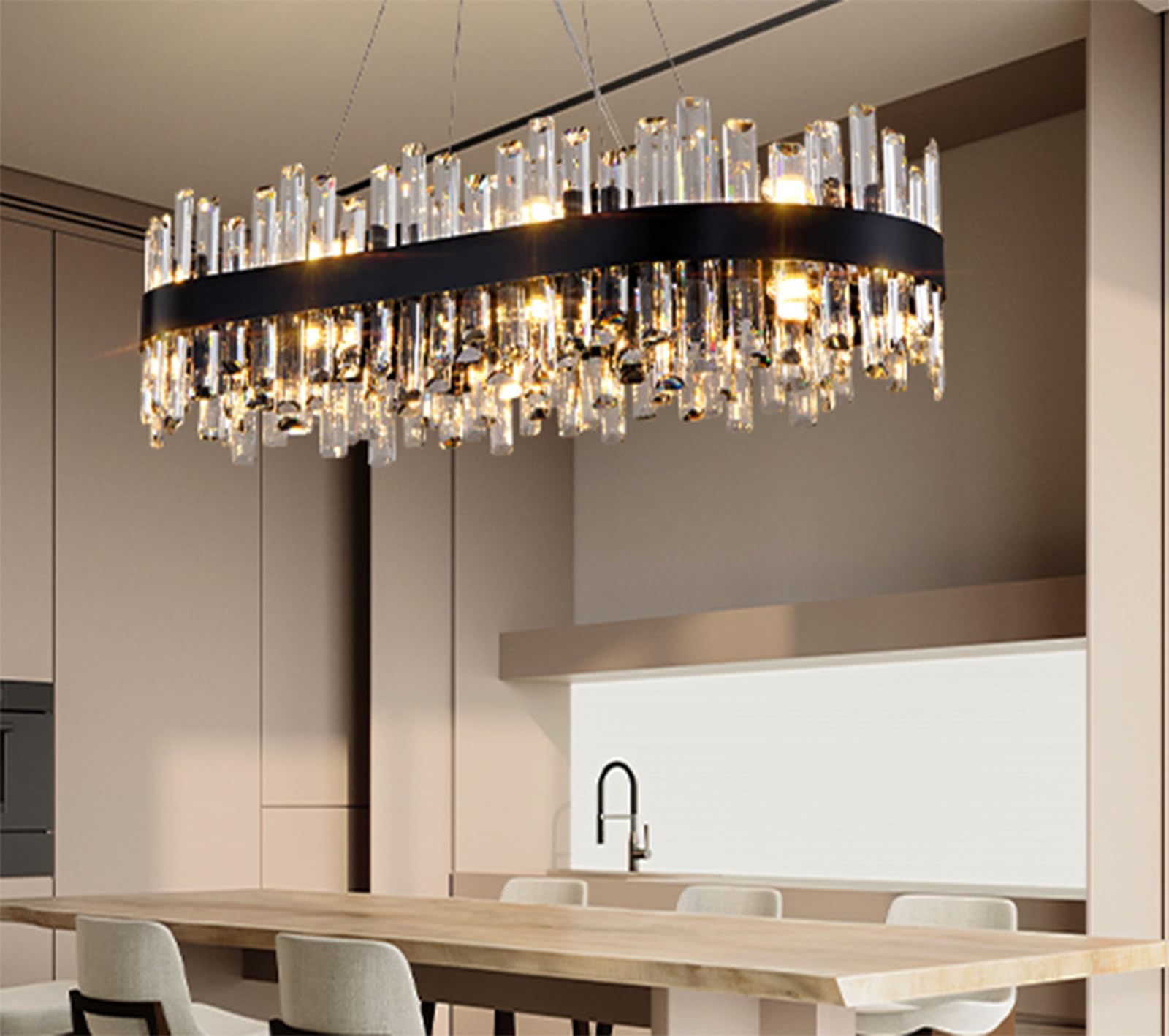 Chandelier for Dining Room, D39.4 Gold K9 Crystal Pendant Light, 20 - Light Round Over Table, Hanging Ceiling Light Fixture for Kitchen Island, Entryway, Foyer - Camilalamps - B0DMFBSFYM