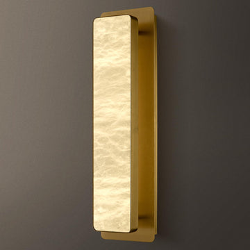 Natural Alabaster Wall Sconces, 36" Large Bronze Wall Sconce, Modern Gold LED Sconce, Cylinder Spanish Marble Sconces Perfect for Living Room, Bedroom, Hallway, Stairs