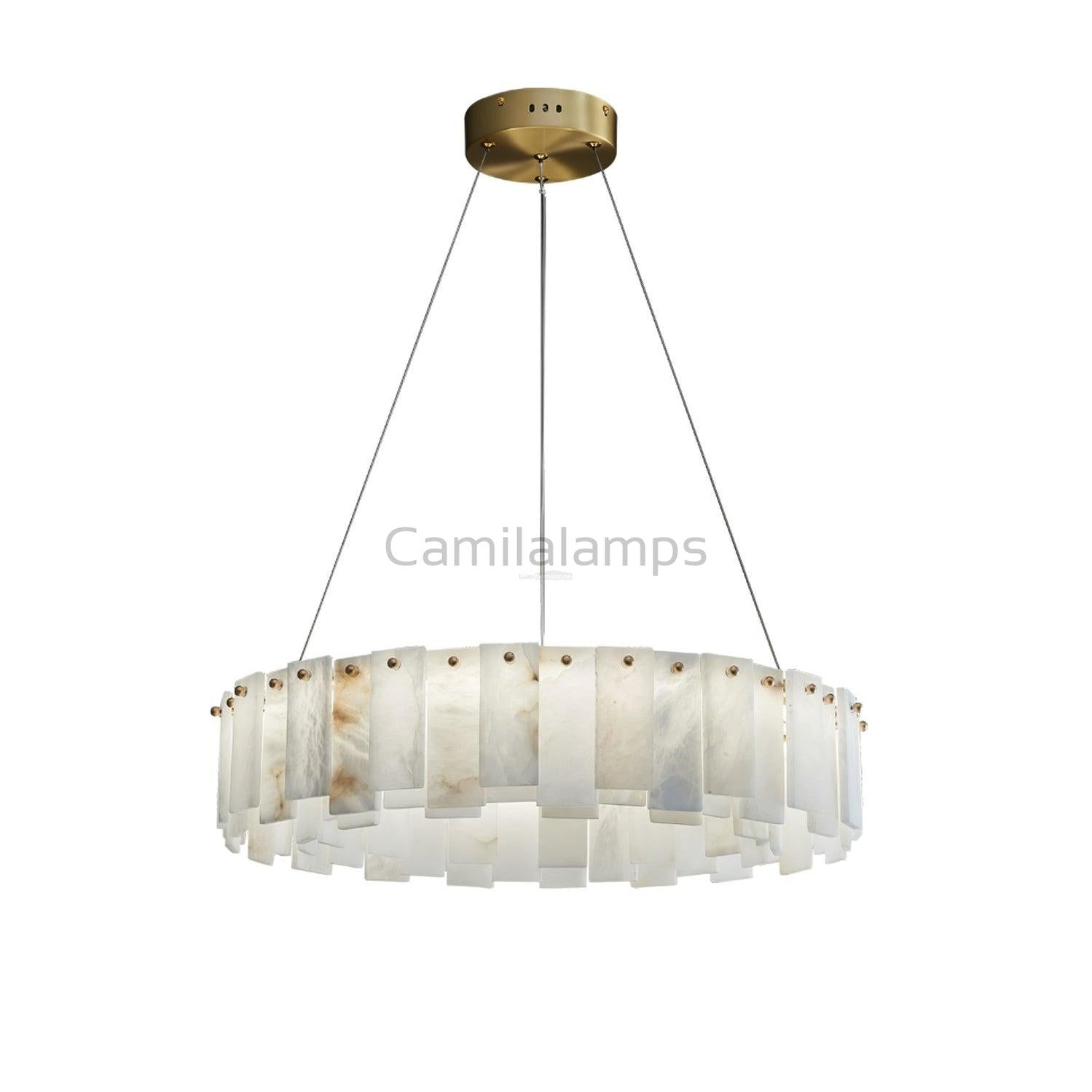 Celestial Alabaster Round/Square Chandelier - Camilalamps - Celes - 1724 - 1 lay - Brass - Three - 1