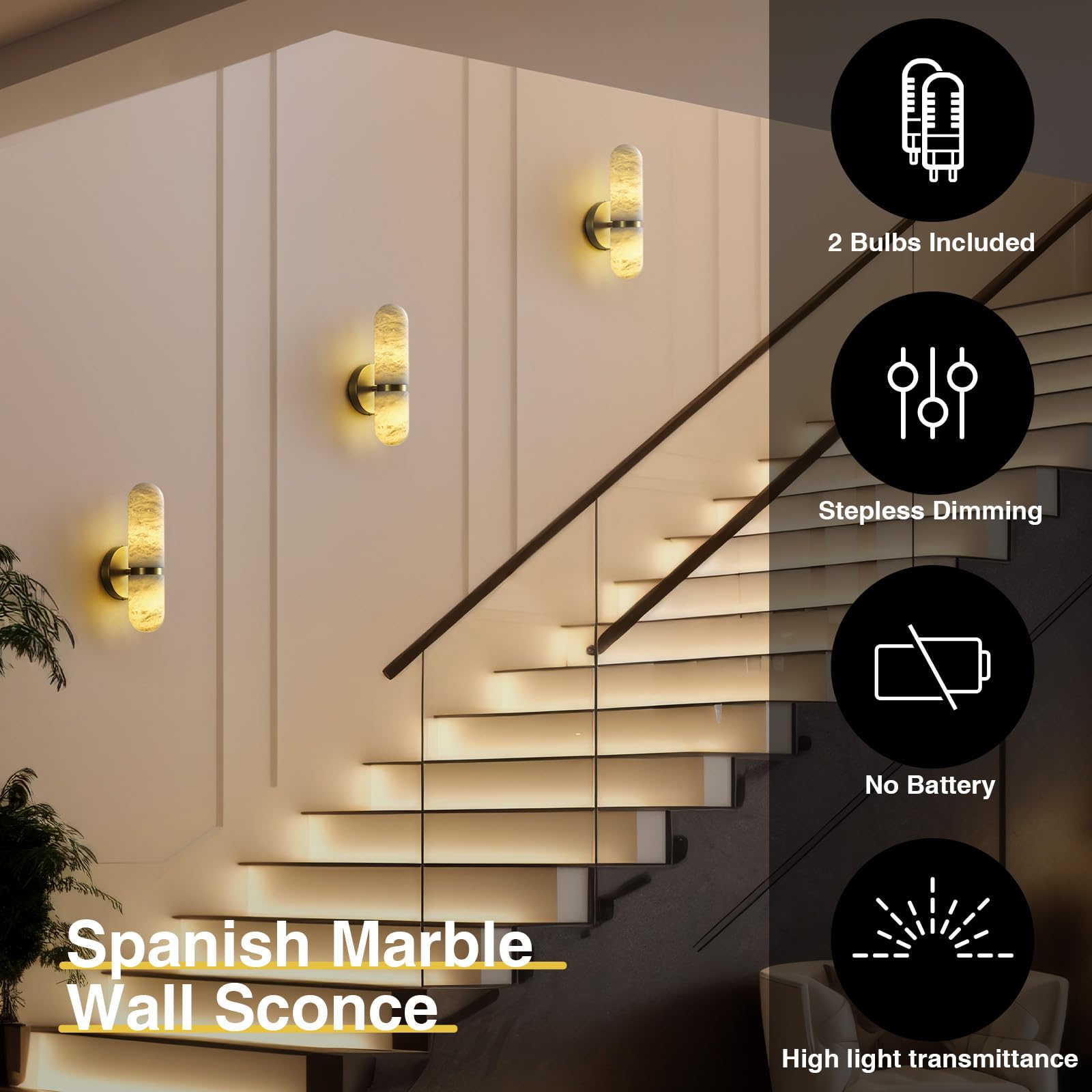 Black Alabaster Chandelier,14 - Lights Staircase Chandelier for Entryway, Modern Marble Hanging Light Fixture, Hight Ceiling, Foyer, Living Room, Staircase, Entry - Camilalamps - B0DSZZ11GM