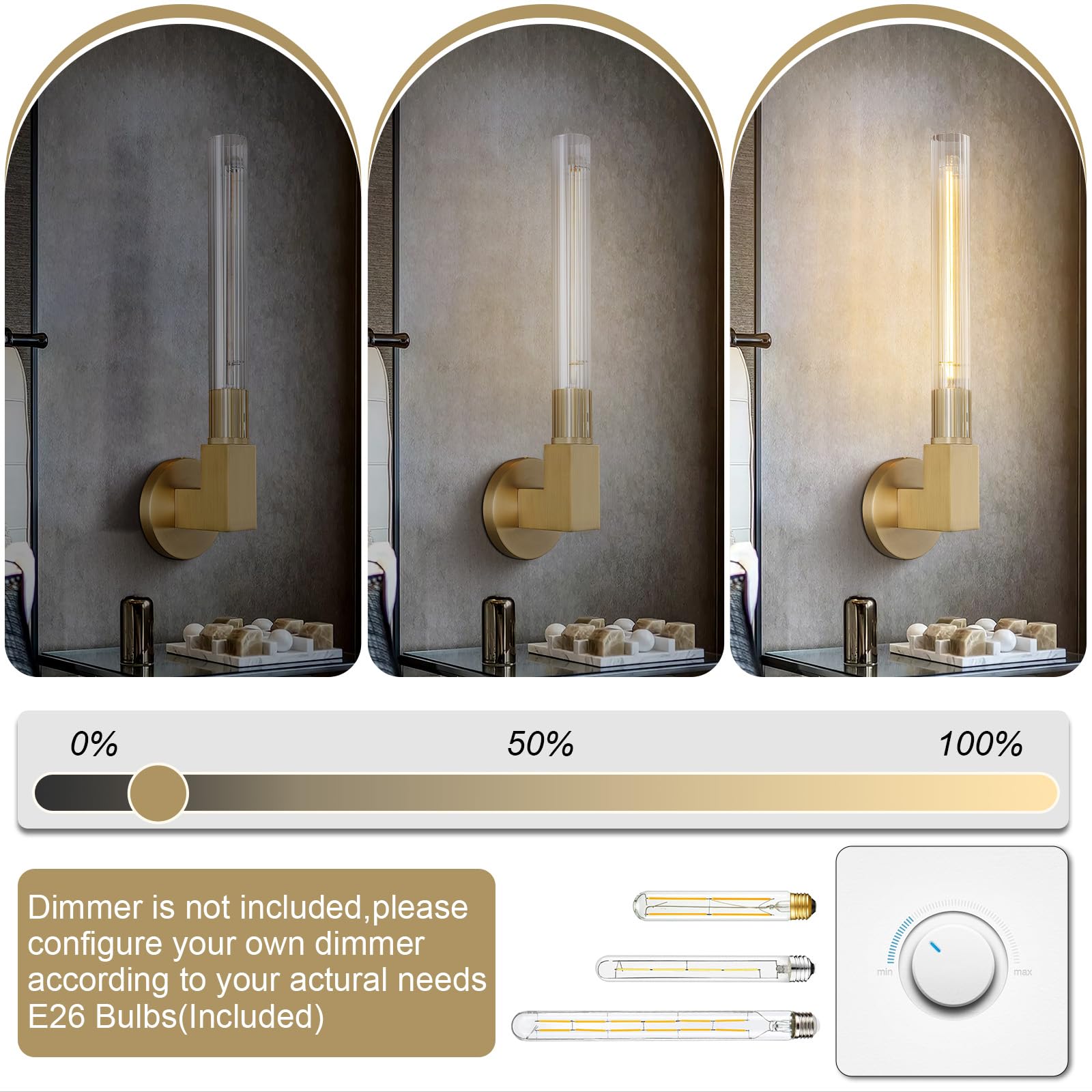 Modern Glass Tube Gold Pendant Lights – Adjustable 4 - Light Chandelier for Kitchen Island, Dining Room, Bedroom – Farmhouse & Contemporary Style with Included Bulbs - Camilalamps - B0F6YLDZVZ