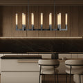 Modern Glass Tube Gold Pendant Lights – Adjustable 4 - Light Chandelier for Kitchen Island, Dining Room, Bedroom – Farmhouse & Contemporary Style with Included Bulbs - Camilalamps - B0F6YLDZVZ