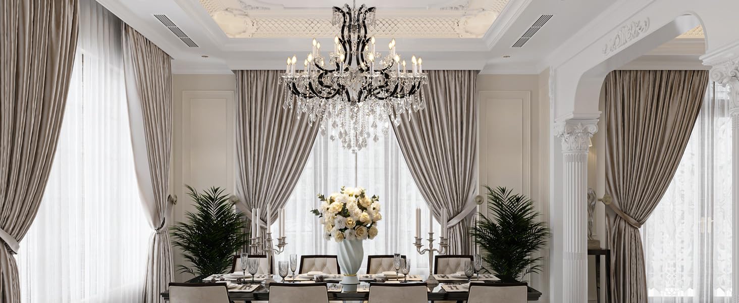 Large Gold Crystal Chandelier Light Fixtures - 24 Lights Modern Crystal Chandeliers for Hotel, Lobby, Foyer, Entryway Hall, Staircase High Ceiling Chandelier 2 Layers - Camilalamps - B0F93R7H6W