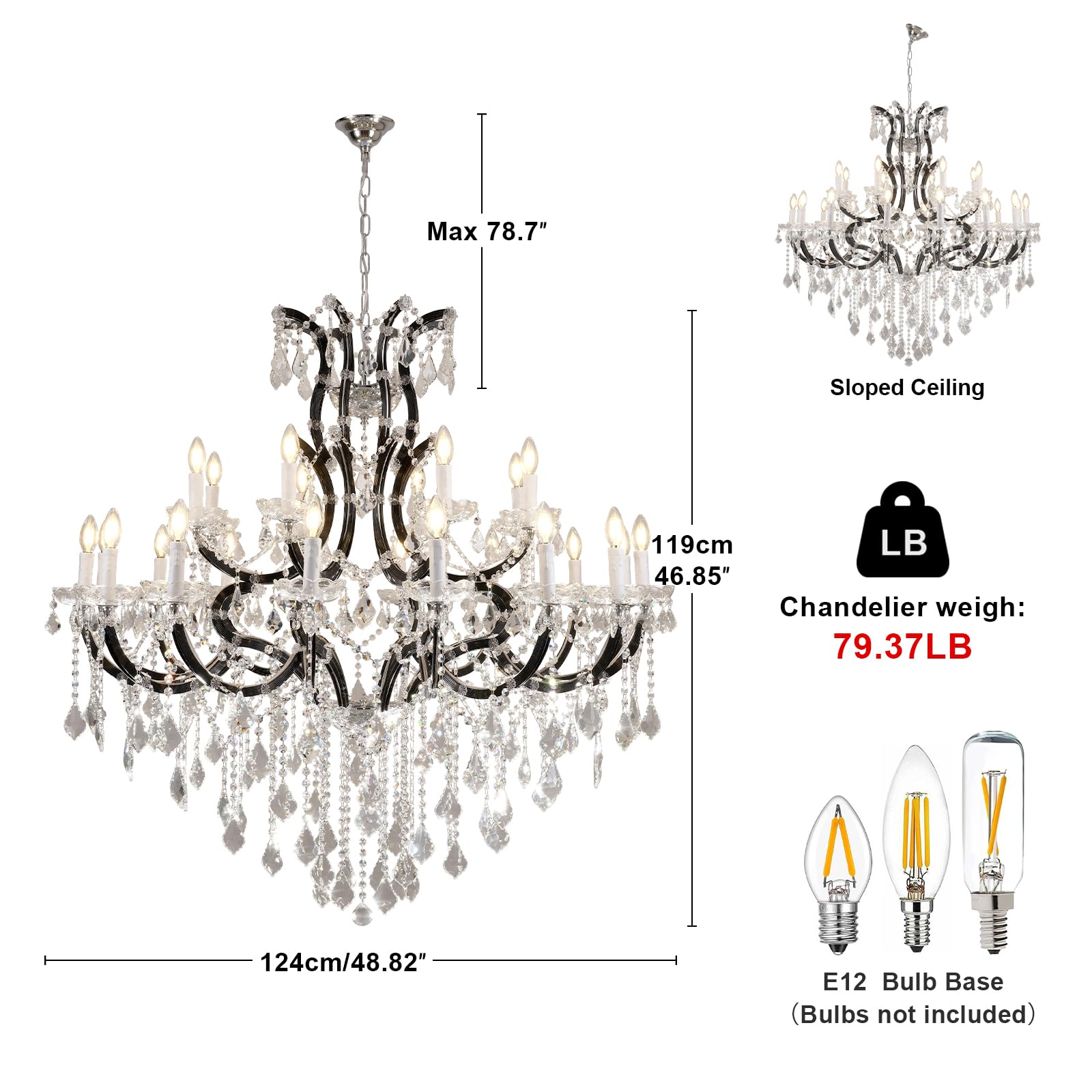 Large Gold Crystal Chandelier Light Fixtures - 24 Lights Modern Crystal Chandeliers for Hotel, Lobby, Foyer, Entryway Hall, Staircase High Ceiling Chandelier 2 Layers - Camilalamps - B0F93R7H6W