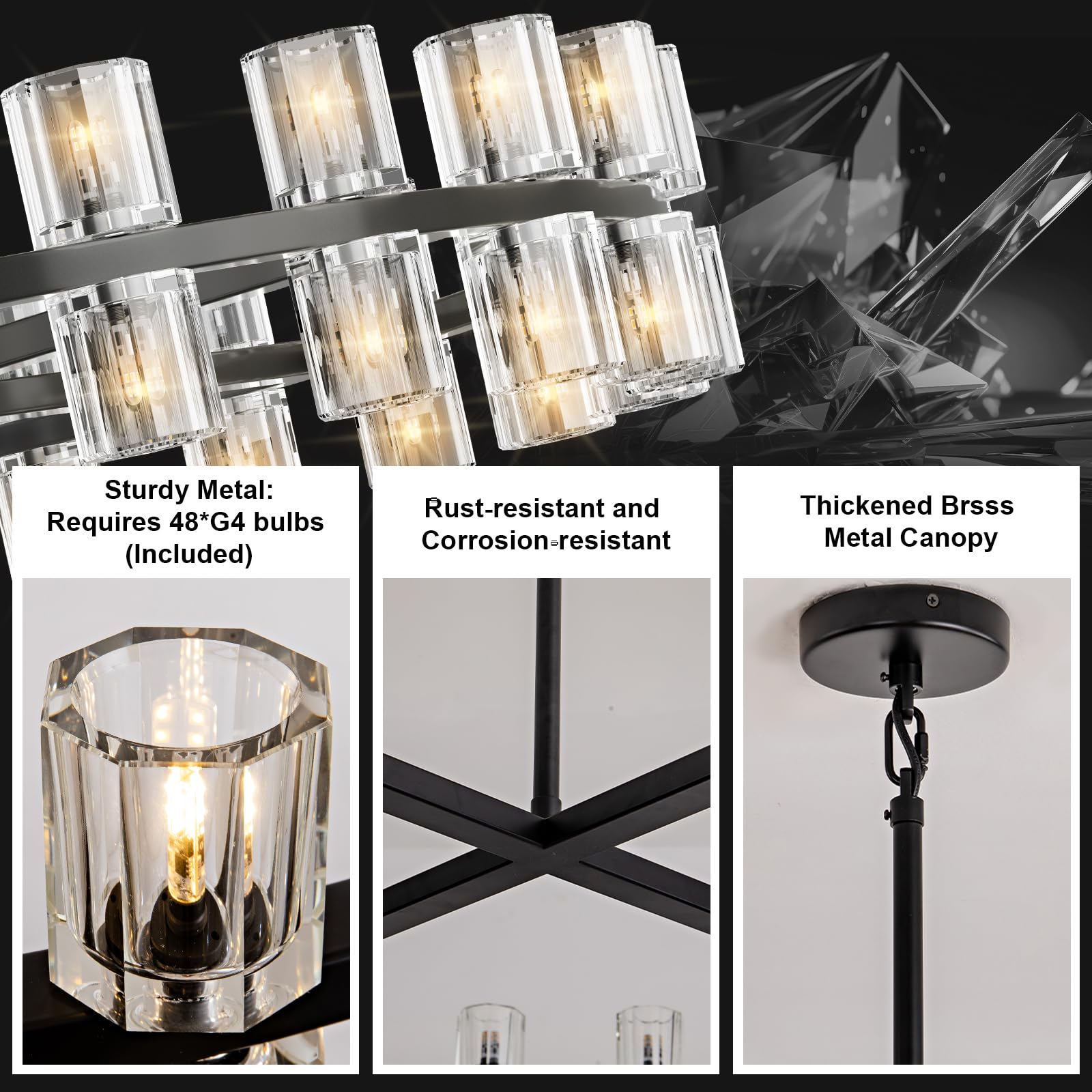 Modern 36" Gold Round Chandelier Light Fixture, K9 Crystal Chandeliers for Dining Room, Living Room, Dining Room Chandeliers Over Table, Chandelier for Bedroom, Foyer, Includes 36XG4 Bulbs - Camilalamps - B0CRGK6RHV