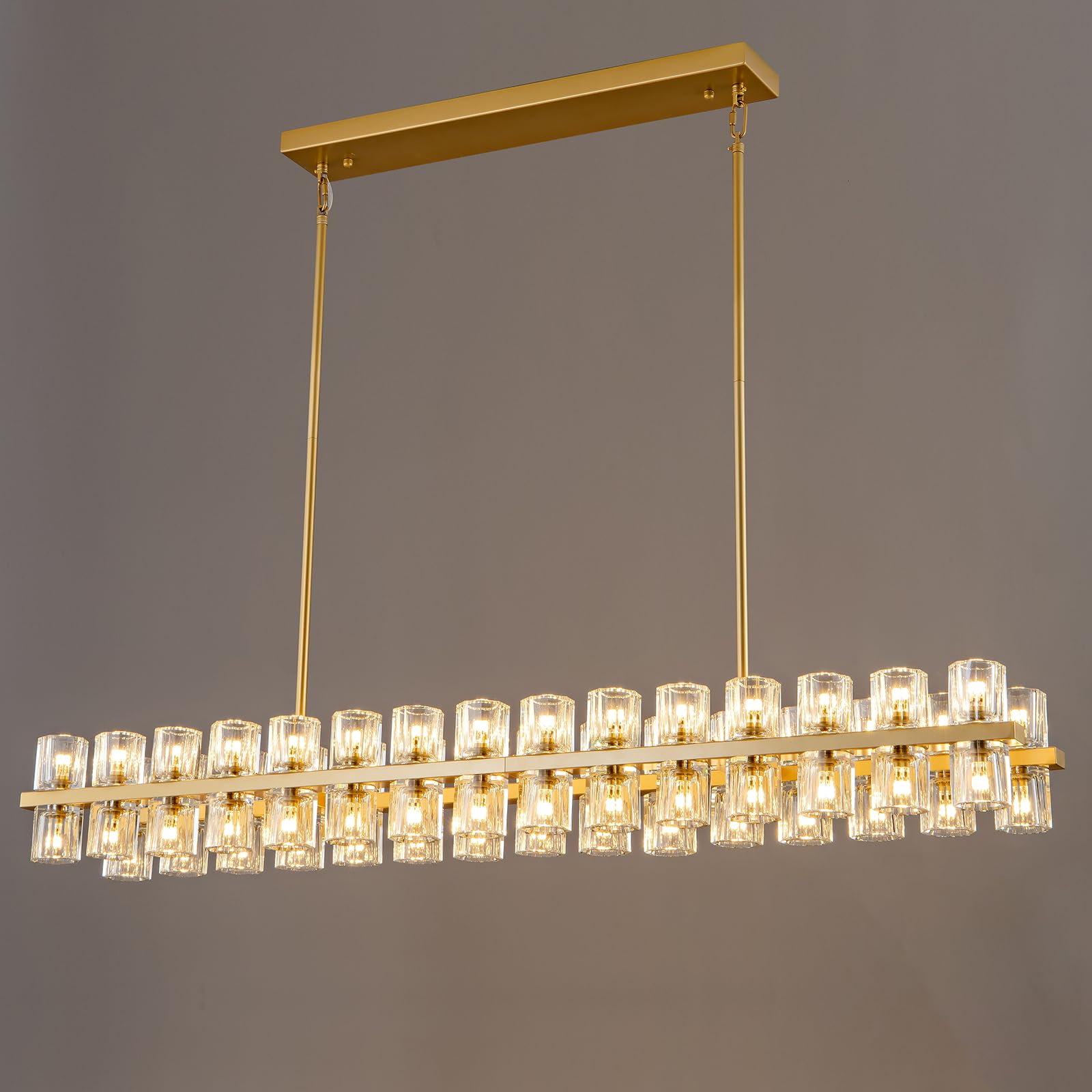 Modern 36" Gold Round Chandelier Light Fixture, K9 Crystal Chandeliers for Dining Room, Living Room, Dining Room Chandeliers Over Table, Chandelier for Bedroom, Foyer, Includes 36XG4 Bulbs - Camilalamps - B0CRGK6RHV