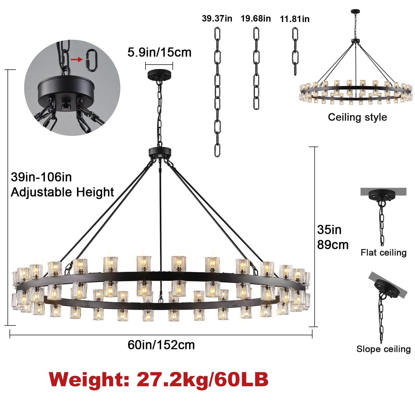 Modern 36" Gold Round Chandelier Light Fixture, K9 Crystal Chandeliers for Dining Room, Living Room, Dining Room Chandeliers Over Table, Chandelier for Bedroom, Foyer, Includes 36XG4 Bulbs - Camilalamps - B0CRGK6RHV