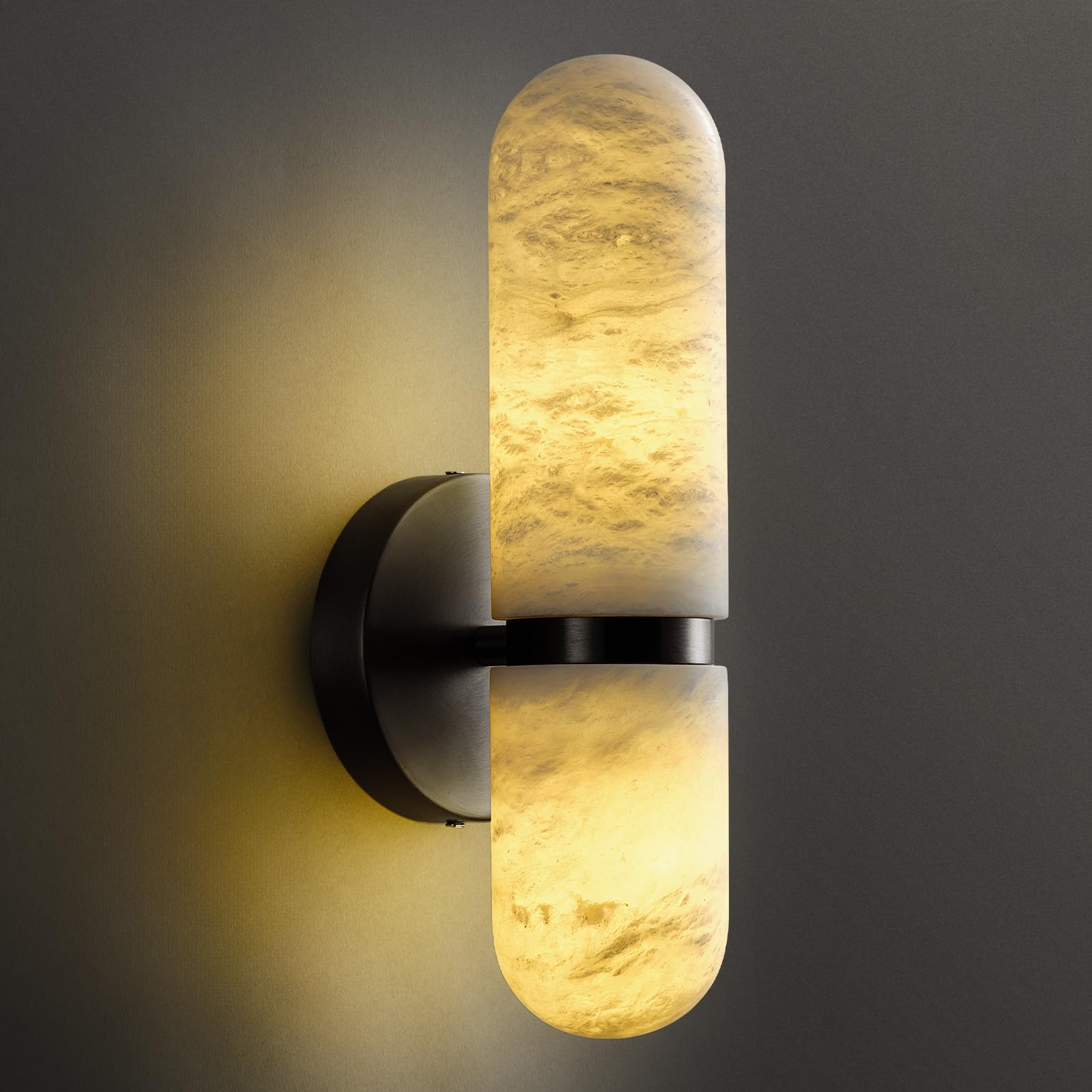 Black Alabaster Chandelier,14 - Lights Staircase Chandelier for Entryway, Modern Marble Hanging Light Fixture, Hight Ceiling, Foyer, Living Room, Staircase, Entry - Camilalamps - B0DSZZ11GM