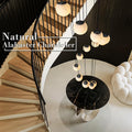 Black Alabaster Chandelier,14 - Lights Staircase Chandelier for Entryway, Modern Marble Hanging Light Fixture, Hight Ceiling, Foyer, Living Room, Staircase, Entry - Camilalamps - B0DSZZ11GM