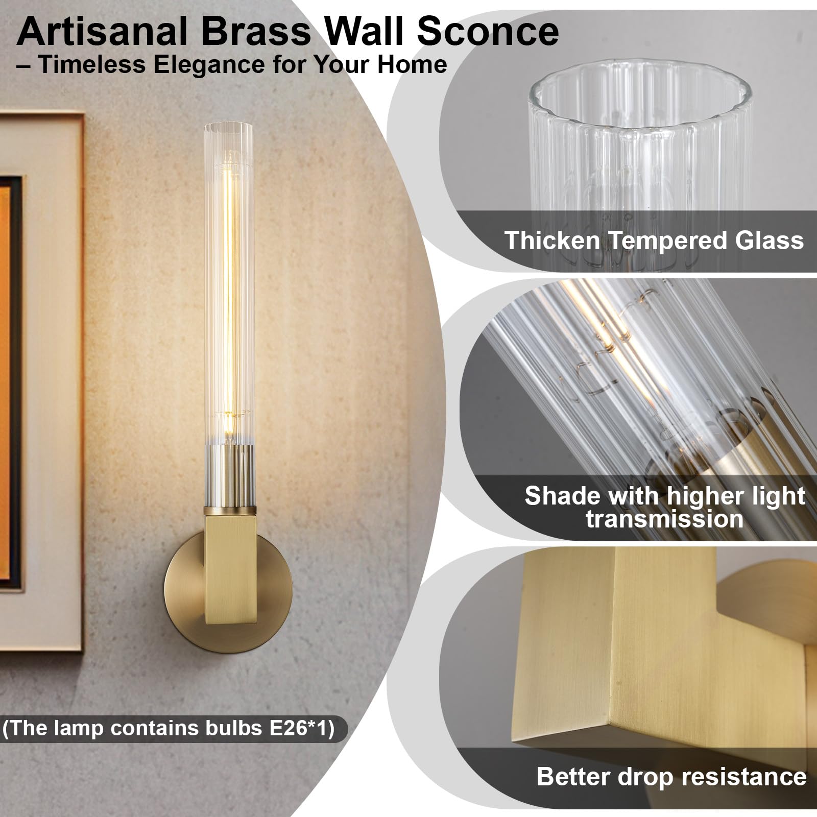 Modern Glass Tube Gold Pendant Lights – Adjustable 4 - Light Chandelier for Kitchen Island, Dining Room, Bedroom – Farmhouse & Contemporary Style with Included Bulbs - Camilalamps - B0F6YLDZVZ